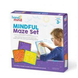 Hand2mind Mindful Maze Boards 3 Double Sided Breathing Boards with Finger Paths